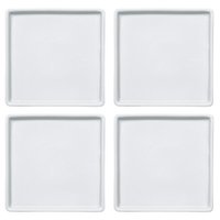 Jogo Com 4 Pratos Quadrados Rasos Porcelana 16x16cm Americana Germer Branco