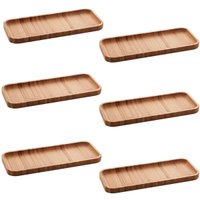 Kit Com 6 Petisqueiras Bandeja Retangular de Bambu 28x11cm Prato Salgados Petisco Hire Lyor
