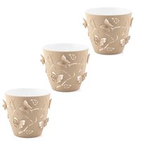 Kit Com 3 Vasos de Flores Plantas 2,5L cada Cachepot 3D Floreira de Mesa Plástico Borboletas Plasvale