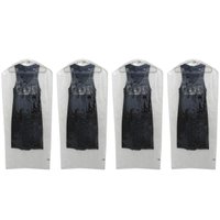 Kit Com 4 Capas Protetoras Roupas Vestido Terno Jaquetas 55x125cm Transparente e TNT Branco