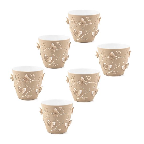 Kit Com 6 Cachepots Decorativos 3D 700ml Vaso de Flor Plantas Pequeno Floreira de Mesa Plasvale