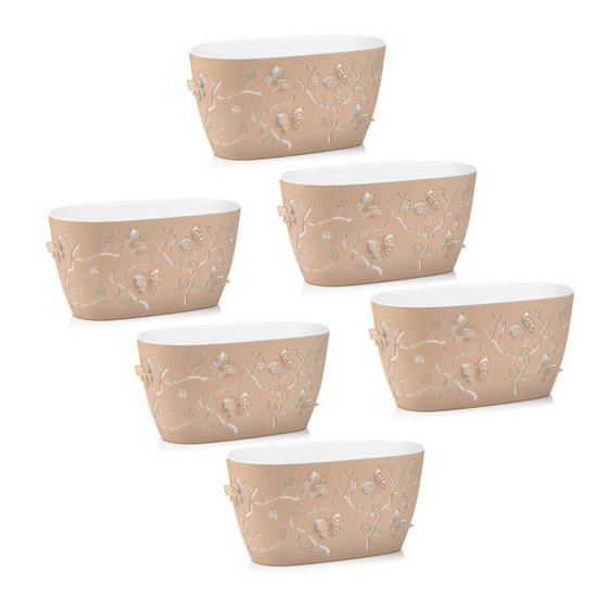 Kit Com 6 Cachepots Floreira de Mesa 4,1L Conjunto de Vasos para Plantas Borboletas 3D Plasvale