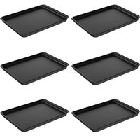 Kit Com 6 Bandejas Plásticas para Servir Coza 32x23cm Preto Restaurante A4 Fast Food Casual