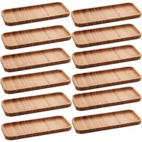 Kit Com 12 Petisqueiras Bandeja Retangular de Bambu 28x11cm Prato Salgados Petisco Hire Lyor