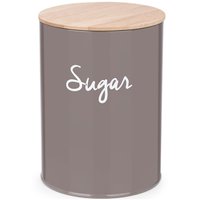 Lata Porta Condimentos Sugar Pote P/ Açúcar Aço e Bambu Haus Concept Warm Gray