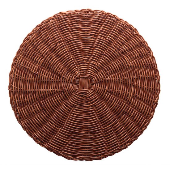 Lugar Americano Sousplat Lyor 38cm Mesa Rattan Plástico Trançado  Marrom