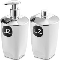 Kit Porta Algodão Cotonete e Sabonete Líquido 400ml Uz Plástico Bancada de Banheiro Branco