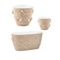 Kit Para Vasos de Plantas Flores 3 Cachepots Decorativos P M G Floreira de Mesa Plástico Plasvale