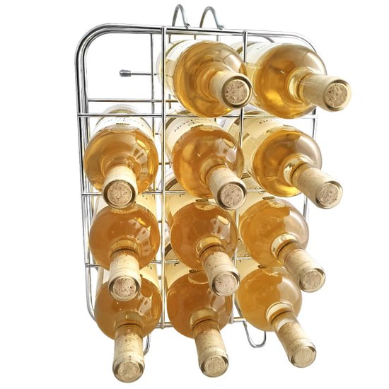 Suporte Adega Porta Com 12 Garrafas Vinho Chão Bancada Cromada