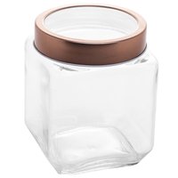 Pote de Vidro 1,2L Quadrado C/ Tampa Metal Mantimentos Rosé Gold Gran Gastro Lyor