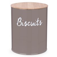 Pote Biscuits Porta Condimentos Lata de Biscoito C/ Tampa de Bambu Haus Concept Canister Warm Gray