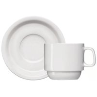 Xícara de Café C/ Pires de Porcelana 65ml Classe Única Iguaçu Germer Branco