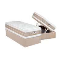 Conjunto Box Baú Solteiro: Colchão Molas Castor Pocket Silver Star Air Double + Base CRC Suede Clean(88x188)