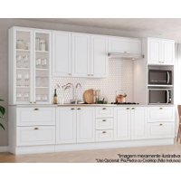 Cozinha Completa Americana 7 Peças (2 Armários + 2 Paneleiros + 2 Balcões + 1 Complemento) C5P66 Branco - Henn