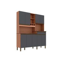Kit de Cozinha Compacta Merlot Perfil c/ 9 Portas e 1 Gaveta Sevilha/Chumbo - Ronipa