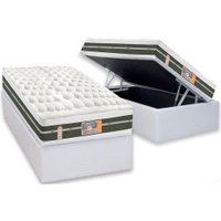 Conjunto Box Baú Solteiro: Colchão Molas Castor Bonnel Silver Star Air + Base CRC Courano White(88x188)