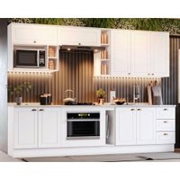 Cozinha Completa Americana 13 Peças (5 Armários + 4 Balcões + 4 Complementos) C5P41 Branco - Henn