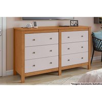 Cômoda Casal Horizontal Maggiore c/ 6 Gavetas Amendoa/Off White - Lopas