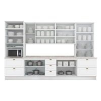 Cozinha Completa Americana 8 Peças (2 Armários + 2 Paneleiros + 2 Balcões + 2 Complementos) C5P48 Branco - Henn