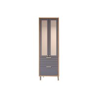 Paneleiro de Cozinha Modulado Cristaleira Eloise c/3 Portas Vidro Reflecta e 1 Gaveta 70m Freijo/Titanium - MGM