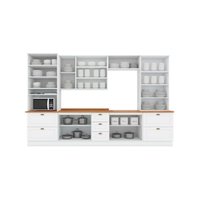 Cozinha Completa Americana 8 Peças (2 Armários + 2 Paneleiros + 2 Balcões + 2 Complementos ) C5P65 Branco - Henn