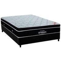 Conjunto Box Casal: Colchão Molas Ortobom SuperPocket Elegant + Base CRC Suede Black(138x188)