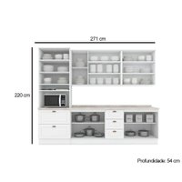 Cozinha Completa Americana 7 Peças (2 Armários + 1 Paneleiro + 2 Balcões + 2 Complemento) C5P63 Branco - Henn