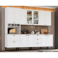 Cozinha Completa Americana com Pés 7 Peças (2 Armários + 1 Paneleiro + 2 Balcões + 2 Complementos) C5P52 Branco - Henn