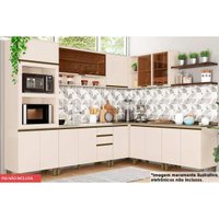 Cozinha Completa Connect 11 Peças (3 Armários + 1 Paneleiro + 4 Balcões + 3 Complementos) C5P82 Off White - Henn