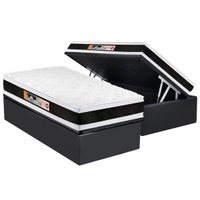 Conjunto Box Baú Solteiro: Colchão Espuma Castor D45 Black e White Air Double Face + Base CRC Suede Gray(88x188)