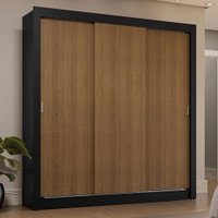 Guarda-Roupa Casal 3 Portas de Correr Preto/Rustic Sublime Plus Madesa