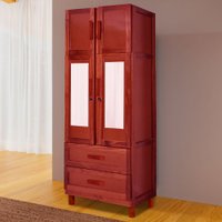 Guarda-Roupa Casal Piauí 4 Portas 2 Gavetas 1 Prateleira com Espelho Clean Mel - Rodmóveis Vermelho