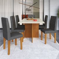 Mesa Jantar 6 Lugares Miami Freijo/Off White/Grafite - Indekes Cinza
