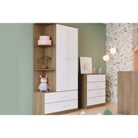 Quarto Infantil Completo Labirinto 2 Peças (1 Guarda Roupa + 1 Cômoda) QI96 Rústico/Branco - Henn