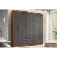 Guarda Roupa Casal 8 Portas e 6 Gavetas 8.6 Liverpool Jatoba Atacama/Grafitte - Santos Andirá