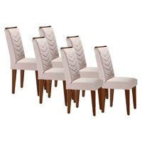 Cadeira Sala de Jantar Londrina Madeira Kit 6 Un Capuccino - Veludo Creme - Rufato