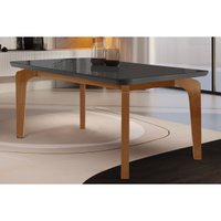 Mesa para Cozinha Londrina c/Tampo Madeirado Vidro Canto Curvo 180x90cm Grafite/Imbuia/Vidro Grafite - Rufato