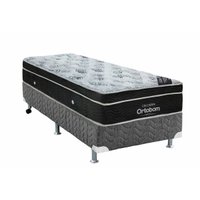 Cama Box Solteiro: Colchão Molas Ortobom Nanolastic Exclusive + Base CRC Suede Gray(88x188)