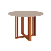 Mesa para Cozinha Flora c/Tampo Madeirado 109X109cm Cinamomo/Off White - Cimol
