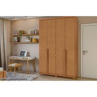 Guarda Roupa 4 Portas e 2 Gavetas c/ Pés Alonzo Amendoa Clean - Lopas