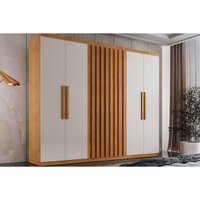 Guarda Roupa 6 Portas e 2 Gavetas Cairo Naturale/Off White - Rufato