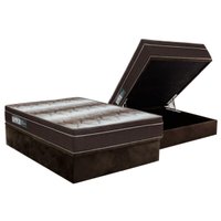 Cama Box Baú Casal: Colchão Ortopédico Ortobom Wood Light + Base CRC Suede Brown(138x188)