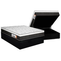 Cama Box Baú Casal: Colchão Anatômico Plumatex Falcon Ultra Firme + Base CRC Suede Black(138x188)