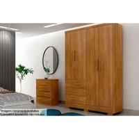 Guarda Roupa 4 Portas e 3 Gavetas c/Pés Encant/Berlim Cumaru - Novo Horizonte