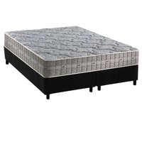 Cama Box Queen: Colchão Molas Ensacadas Anjos Royal + Base CRC Suede Black(158x198)