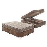 Cama Box Baú King: Colchão Anatômico Paropas D33 / Confort Ultra Firme + Base CRC Suede Brown(193x203)