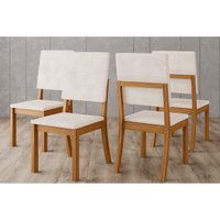 Cadeira de Cozinha Milla Kit 4 Un Nature/Veludo Light Linho - Henn