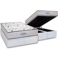 Cama Box Baú King: Colchão Espuma D45 Ortobom Highfoam + Base CRC Courano White(193x203)