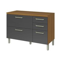 Balcão de Cozinha Modulado Princesa 2 Portas e 3 Gavetas c/Tampo 120cm Freijo/Grafite - Nesher