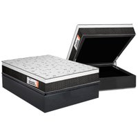 Cama Box Baú Casal: Colchão Anatômico Plumatex Falcon Ultra Firme + Base CRC Suede Gray(138x188)